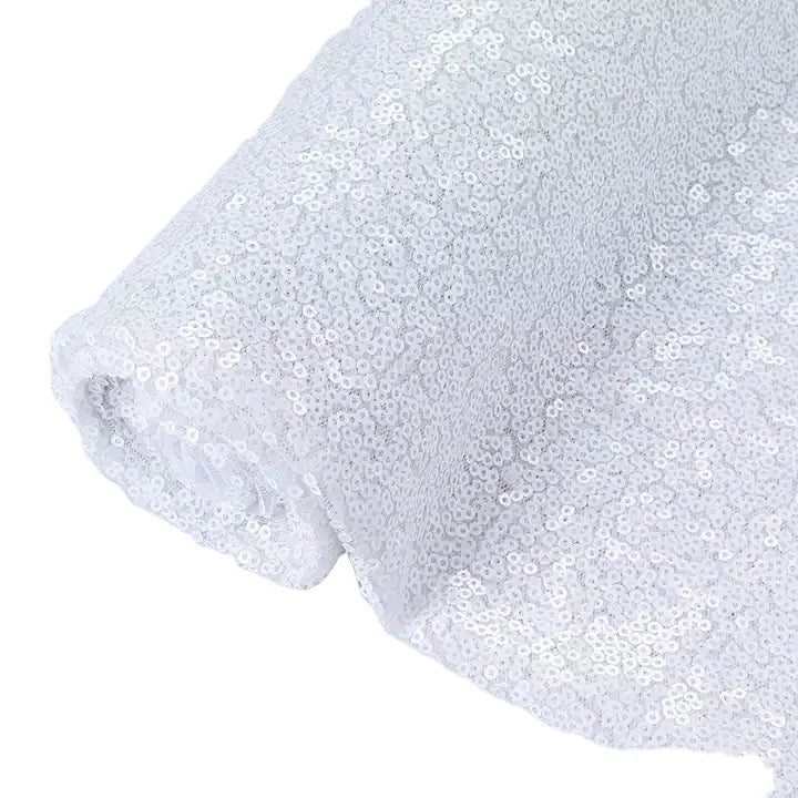 Sequin Glitter Fabric Knitted Dobby Mesh by the Yard for Sewing Clothing Gowns Dresses Tops Jackets Home Textile (White 1 Yard)