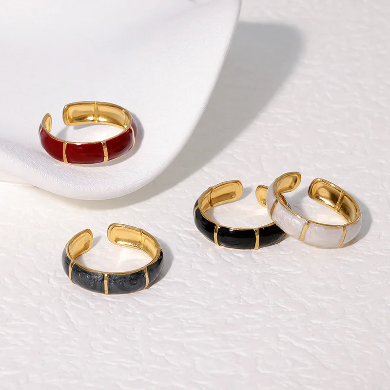 Beimai OEM Ring Simple Design Oil-drop Bamboo Gold-plated Stainless Steel Waterproof Ring