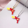 Manufacturer Enameled Stainless Steel Silver 18K Gold Plated Charm Necklaces Enamel Ethiopia Tigray Flag Map Pendant Necklace