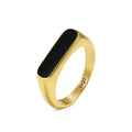 ShuoyeW New 5.5mm Stainless Steel Ring Gold Oval Black Glue Drop Geometric Women's Stainless Steel Ring Finger Rings 205