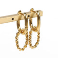 18K Gold Plated Stainless Steel U Shape Hoop Earrings Double Twist Ring Hanging Simple Jewelry for Women for Wedding Party Gift