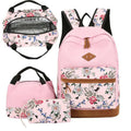 Girl Flower Printed Primary Junior High University Bookbag Lunch Bag Pencil Case 3pcs Backpack Sets Youth School Backpacks