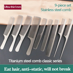 Source Factory Steel Hair Combs Set Plastic Handle Salon Use Detangling Hairstyling Straightening Travel Barber Accessories