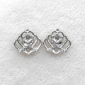Sterling Silver 3*3mm Semi Mount Stud Earrings Empty Support Blank Claws Setting S925 Base Without Center Stone for DIY Inlay