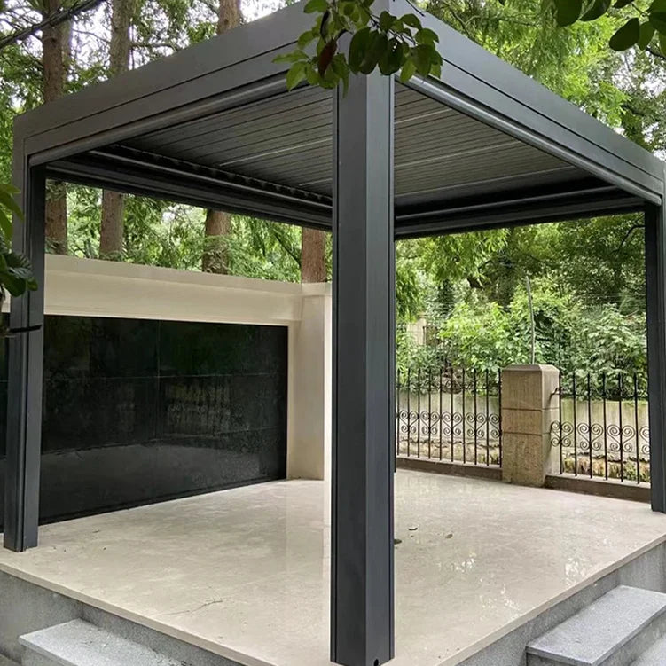 Factory Custom Outdoor Aluminum Louver Gazebo for Swimming Pool Garden Terrace Pavilion-Customizable Outdoor Pergola