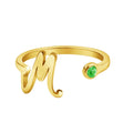 Women's Classic Initial Open Adjustable Stainless Steel Finger Ring Gold Plated with A-Z Initials Unique New Style Gift