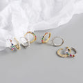 Simple Minimalist 925 Sterling Silver Colors CZ Stones Huggie Earrings for Girl