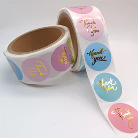 Gold Foil Adhesive Label Glossy Circle Roll Oil Proof Stickers Packaging Labels logo Sticker