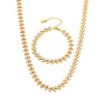 Dainty Luxury Full Pearl Chokers Necklace Bracelet Set Stainless Steel 18K Gold PVD Jewelry Sets Choker Necklace for Women Daily