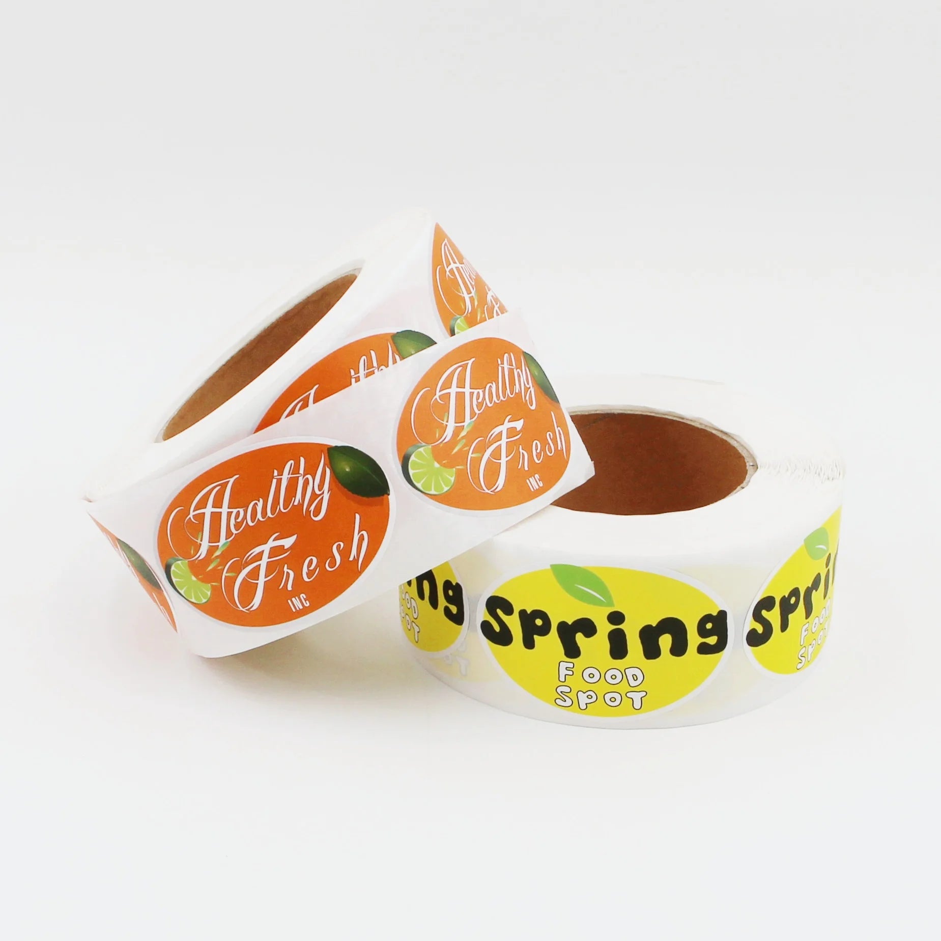 Custom Company Logo Labels Waterproof Stickers in Rolls Fast Food Stickers Oval Shape Stickers for Beverage