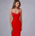 2022 New Arrival Fashion Designers One Shoulder Diamonds Backless Bodycon Dress Party Club Bandage Dress