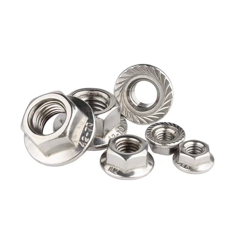 DIN 6923 304 Stainless Steel A2-70 Hexagonal Flange Nuts with Teeth