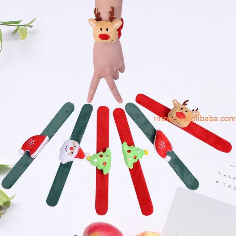 Christmas Slap Bracelets Children Snap Waistband Toy with Reindeer Factory Price Xmas Tree Hat for Kids Boys Girls Adults Decor