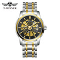 2023 Winner ODM Own Brand Wrist Montre Homme Golden Transparent Fastrack Automatic Mechanical Watch for Men Custom Logo