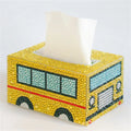 2022 New Diy 5d Creative Cartoon Bus Crystal Beads Stick Tissue Box for Table Decoration