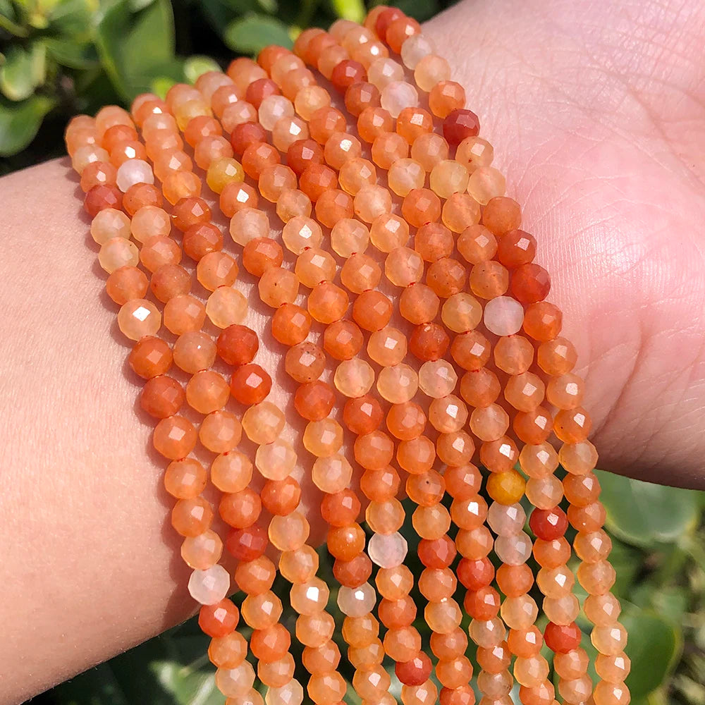 Wholesale Mixed Color Faceted Red Aventurine Stone Beads 2/3/4mm Loose for Jewelry Making DIY