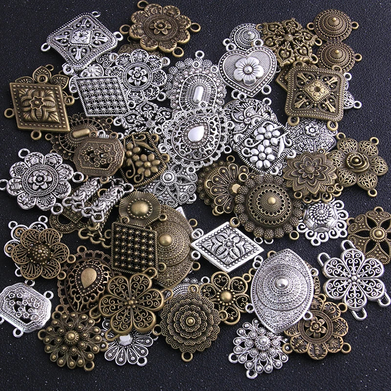 100g/bag Alloy Retro Pendants Connectors Linker for DIY Charm Jewelry Accessories