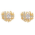 Original Design Brass Metal Braid Inlay Zircon Heart Stud Earrings for Women Fashion Jewelry Customize Factory Wholesale