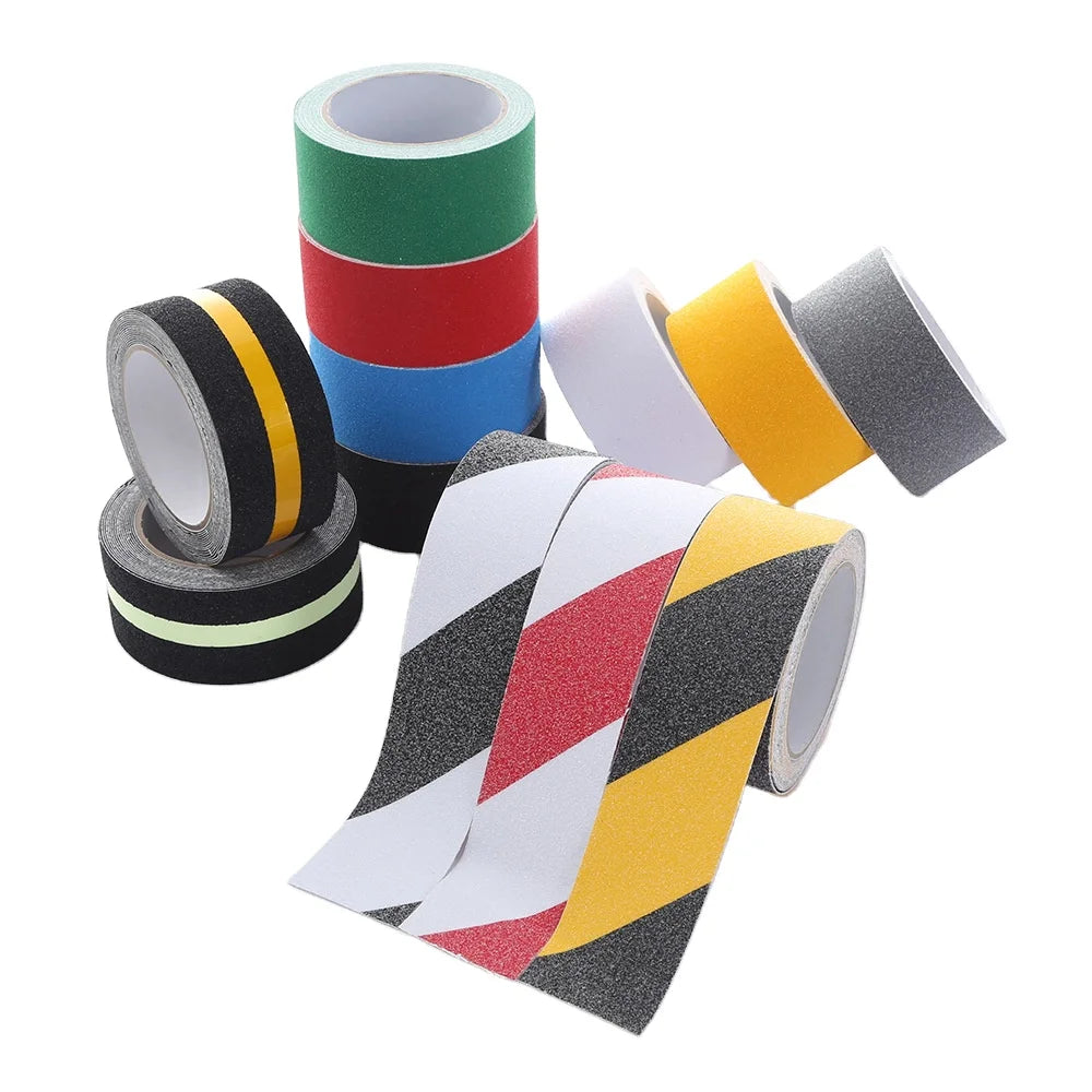 Single Sided 5CMx5M Yellow and Black Twill PVC Stair Non-slip Tape with Frosted Particles Waterproof and Anti slip Tape Sample