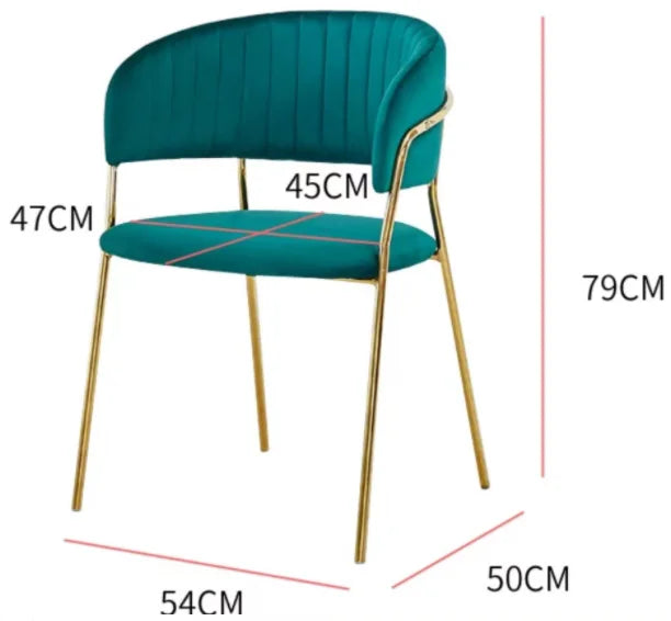 Post-Modern Italian-Style Minimalist Dining Chair Light Luxury Gold Flannelette Armchair Stainless Steel Lounge Area Home Office