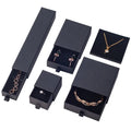 Custom logo Print Rigid Cardboard Sliding Drawer Black Jewelry Packaging Boxes for Rings Necklace Bracelet Earrings Loops Bangle
