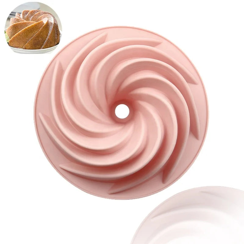 1356 Factory Free Sample Single Small vortex Silicone Cake Mold High Temperature Resistant Baking Pan Big Bread Mold 6 Inch Base