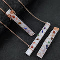Natural White Selenite Long Raw Healing Crystal Pendant Necklace With Chakra Stones for Women