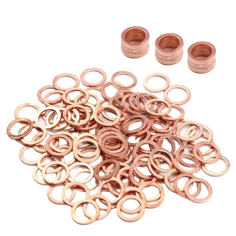 10Pcs/Pack Solid Copper Washer Flat Ring Gasket Sump Plug Oil Seal Fittings 10*14*1MM Washers Fastener Hardware Accessories
