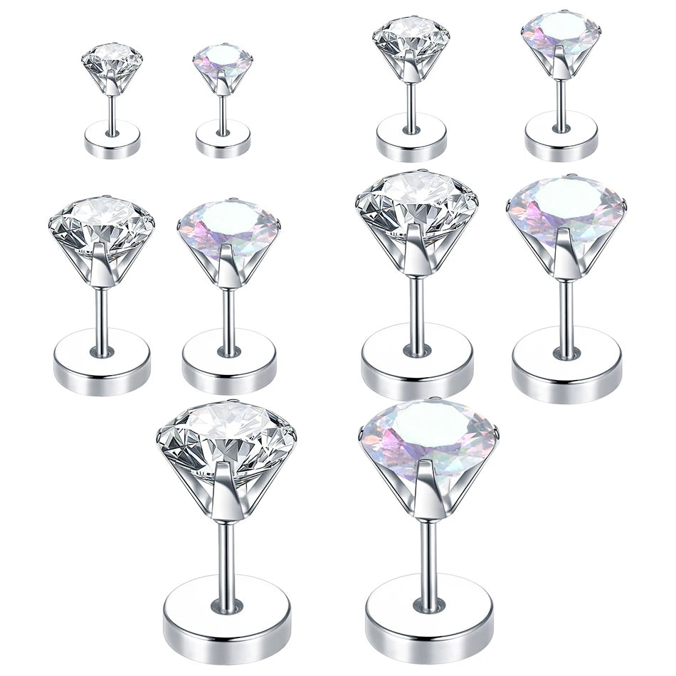 Unisex Surgical Steel Cartilage Ear Stud 18G Helix Tragus Piercing Earring Body Piercing Jewelry With Prong Set CZ