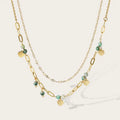Women's Tarnish-Free 18K Gold Plated Stainless Steel Fashion Necklace Waterproof Natural Stone Layered Trendy Style