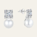 Yh Jewellery Elegant Women Fine Jewelry 925 Sterling Silver Shell Pearl Wedding Bridal Party 5A Diamond Zirconia Stud Earrings