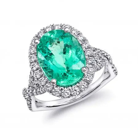 Dreamy Fashion Women Jewelry Solitaire Oval Shaped Tourmaline Paraiba Halo Cz Ring Engagement Promise Wedding Rings