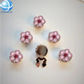 Custom Pink Rhinestone Flower Button Covers for Women Shirt No Sew Clips on Button Cufflinks Garment Decor Accessories