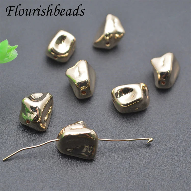 Wholesale Nickel Free Color Remain Gold Plated Irregular Nugget Metal Loose Beads for DIY Necklace Bracelet Making