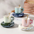 2023 New Creative Pearl Glaze Flower Ceramic Coffee Cup and Saucer Set