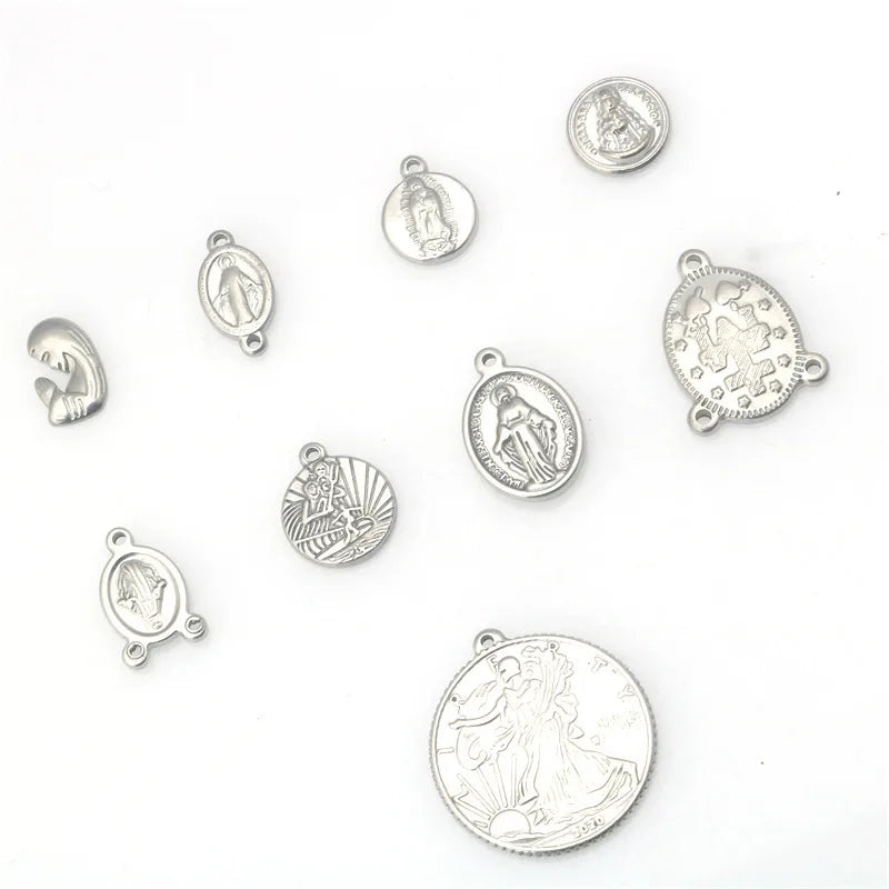 Stainless Steel Our Lady of Jesus Mary Pendant Necklace Bracelet Waist Chain Accessories Diy Tagor Jewelry Ornament