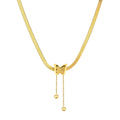Yiwu DAICY Hot Sales 2024 Women Fashion Jewelry Frosted Gold butterfly Necklace Titanium Steel Tassels Snake Chain Necklace