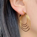 Large Hoop Earrings Oversize Stainless Gold Plated Earrings Geometry Punk Heart Drop Earrings Fashion Jewelry for Women Men