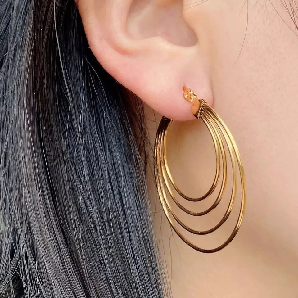 Large Hoop Earrings Oversize Stainless Gold Plated Earrings Geometry Punk Heart Drop Earrings Fashion Jewelry for Women Men