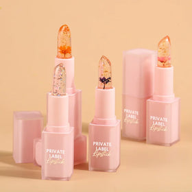 Customized Your Logo Moisturizer Pink Lip Balm Private Label Crystal Jelly With Flower Temperature Color Changing Lipstick
