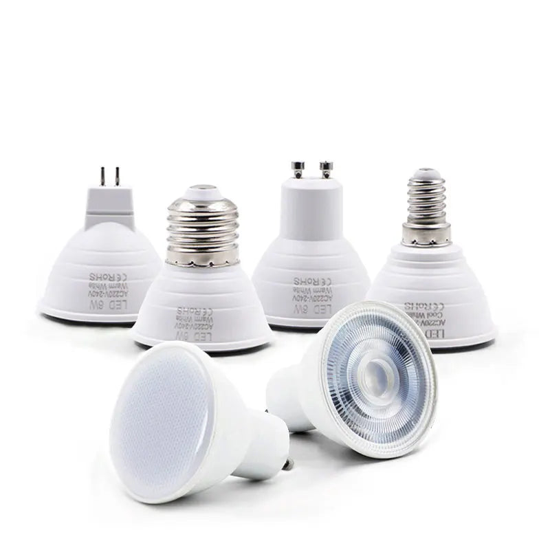 C220V 6W LED Bulb Downlight: MR16/GU10/E14/E27 Spot Light 120Â° 24Â° Beam Angle Energy-Saving for Home/Office Lighting