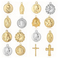 S1210 Vintage 18K Gold Plated Stainless Steel Religious Jewelry Supplies Virgin Mary Saint Medal Cross Charm Pendants