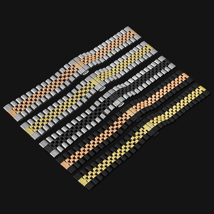 LAIHE Custom Logo Luxury Men's 22mm Watchband New Stainless Steel Universal Replacement Gelang Jam Bands