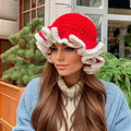 Ladies Exaggerated Fisherman Hat Handmade Crochet Knit Ruffled Brim 100% Acrylic Casual Winter Outdoor Travel