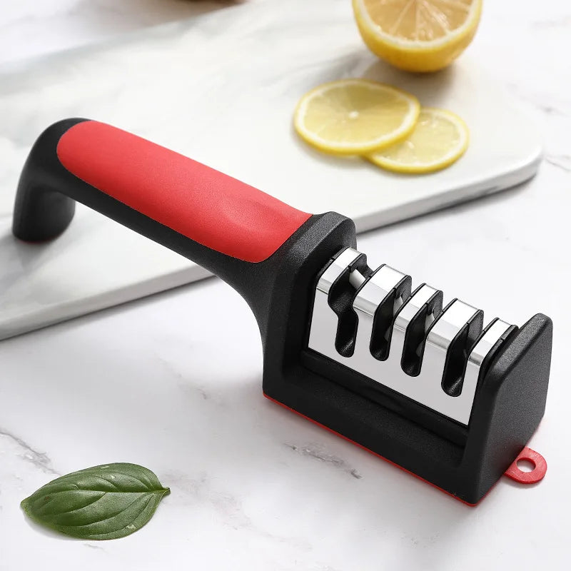 Handheld Multi-function 4 Stages Type Quick Sharpening Tool Kitchen Knives Accessories Gadget Knife Sharpener With Non-slip Bas