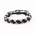 Fashion Gemstone Bracelet Natural 6mm Labradorite Black Agate Beads Handmade Cord Braided Macrame Bracelet Men Women