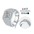 M76B Abiding Luxury Design 2 Carat D VVS Iced Out Moissanite 925 Silver Hip Hop Moissanite Man Ring for Mens Wedding Engagement
