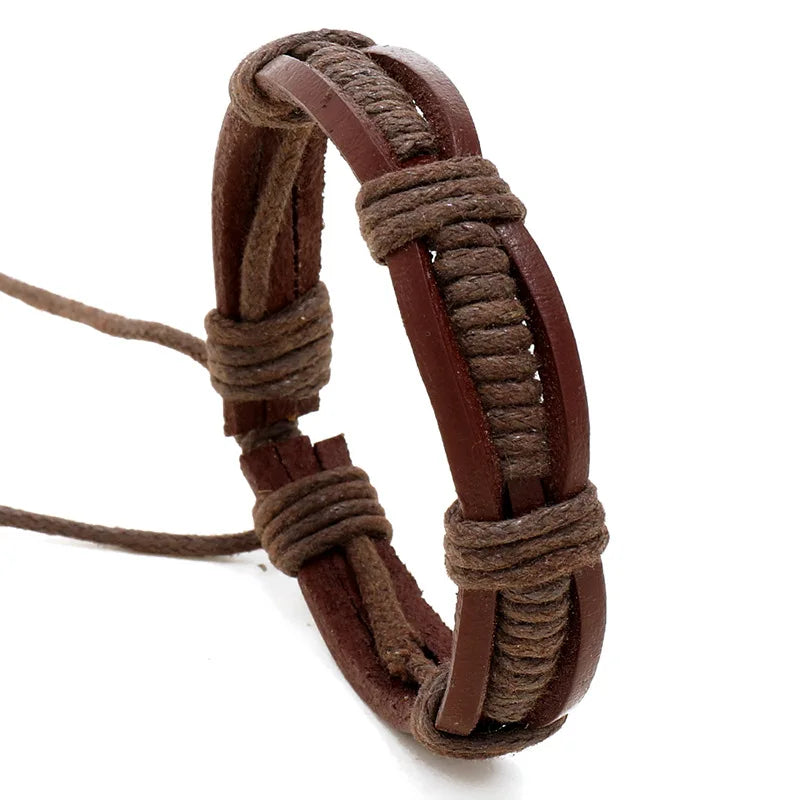 Men's Vintage Wind Simple Braided Leather Bracelet Wholesale Fashionable Bangle Jewelry