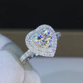Huitan Bling Bling Heart Gemstone Zircon Full Filled Thin Rings Lovely Girls Fashion Silver Sweet Heart Ring