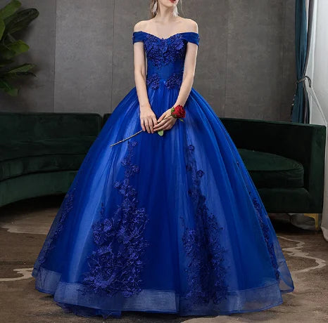 Navy Blue Quinceanera Dress 2024 New Vestidos Elegant Party Dress Off Shoulder Prom Ball Gown Robe De Bal Real Photo Customize